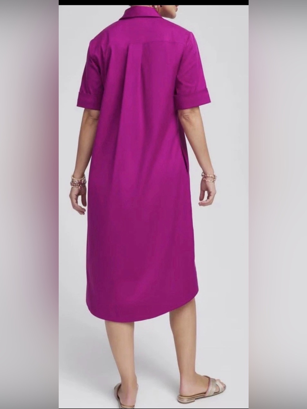Chicos Hi-low Hemmed Popover Women’s Shirt Dress Sz 8 i - Picture 3 of 8